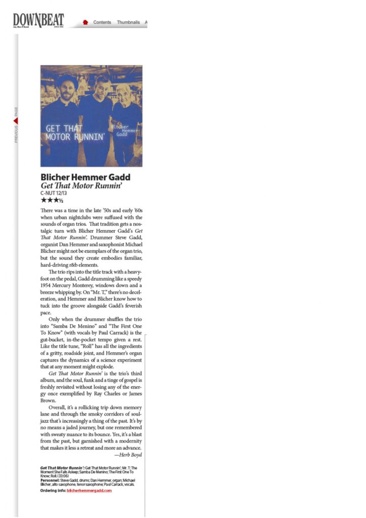 Downbeat Review 2020 "Get that Motor Runnin"